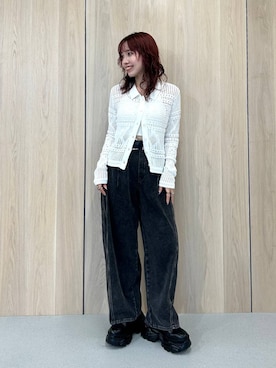「PAGEBOY（ページボーイ）のレースアップソックスブーツ 【3サイズ展開・軽量】（ブーツ、ブラック系）」を使った、fokanon0622さん（レディース・157cm）の春コーディネート