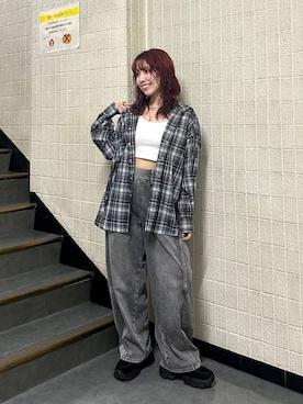 「PAGEBOY（ページボーイ）のカップツキFITキャミ（キャミソール、ホワイト系）」を使った、fokanon0622さん（レディース・157cm）の春コーディネート