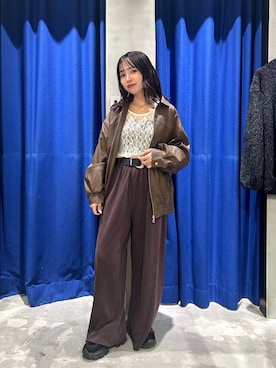 「PAGEBOY（ページボーイ）のサイドタックルーズウラケパンツ/イージーパンツ【4color・2size】（スウェットパンツ）」を使った、fokanon0622さん（レディース・157cm）の秋コーディネート