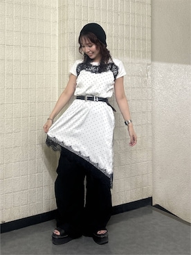 「PAGEBOY（ページボーイ）のZIPタックカーゴパンツ【裾ドローコード付き】（カーゴパンツ、ブラック系）」を使った、fokanon0622さん（レディース・157cm）の夏コーディネート
