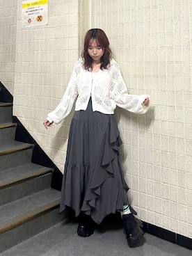 「PAGEBOY（ページボーイ）のプラットチャンキースニーカー【3サイズ展開・軽量】（スニーカー、ブラック系）」を使った、fokanon0622さん（レディース・157cm）の春コーディネート