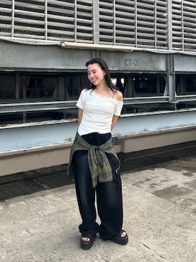 「アイテム（スウェットパンツ）」を使った、fokanon0622さん（レディース・157cm・20代）の夏コーディネート