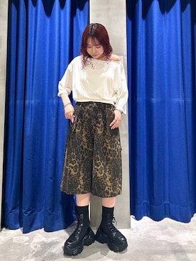 「PAGEBOY（ページボーイ）のレースアップソックスブーツ 【3サイズ展開・軽量】（ブーツ、ブラック系）」を使った、fokanon0622さん（レディース・157cm）の春コーディネート