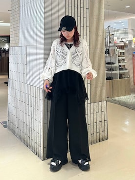 「PAGEBOY（ページボーイ）のスカシリーフニットボレロ 【一部カラーWEB限定】（カーディガン/ボレロ、ホワイト系）」を使った、fokanon0622さん（レディース・157cm）の春コーディネート