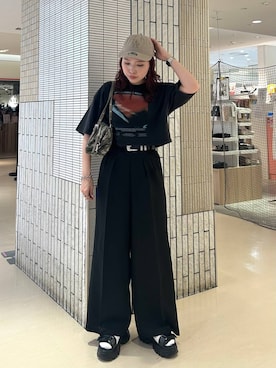 「PAGEBOY（ページボーイ）のモードバックルベルト3（ベルト、ブラック系）」を使った、fokanon0622さん（レディース・157cm）の春コーディネート