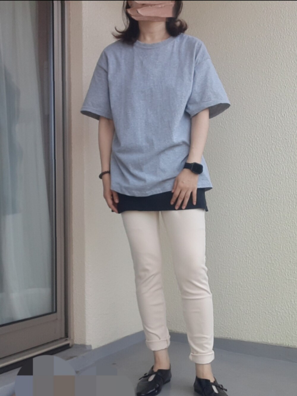 「スキニー」｜「Championのアイテム（Tシャツ/カットソー、グレー系）」を使った、jamさん（レディース・161cm）の夏コーディネートの1枚目の写真