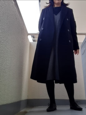 「H&M（エイチ・アンド・エム）のアイテム（チェスターコート）」を使った、jamさん（レディース・161cm）の冬コーディネート