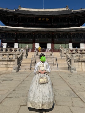 「SouthKoreaのアイテム（ワンピース/ドレス、ホワイト系）」を使った、ｎａｂｅ ☘︎︎⋆͛さん（レディース・150cm）の春コーディネート