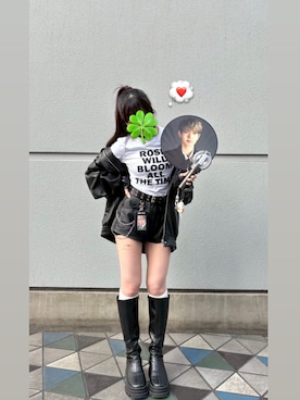 「アイテム（ライダースジャケット）」を使った、ｎａｂｅ ☘︎︎⋆͛さん（レディース・150cm）の秋コーディネート