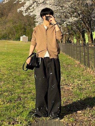 「HARUTA（ハルタ）のHARUTA ハルタ PLAINTOE LACE-UP プレーントゥ レースアップシューズ 711 BLACK（ドレスシューズ）」を使った、mor…さん（メンズ・168cm）の春コーディネート