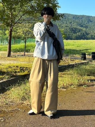 「SINSS（シンス）のSynthetic leather shoulder bag / シンセティックレザーショルダーバック（長さ調節可能）（ショルダーバッグ）」を使った、mor…さん（メンズ・168cm）の夏コーディネート