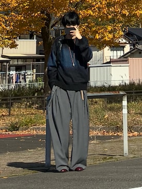 「アイテム（イヤリング）」を使った、mor…さん（メンズ・168cm）の秋コーディネート