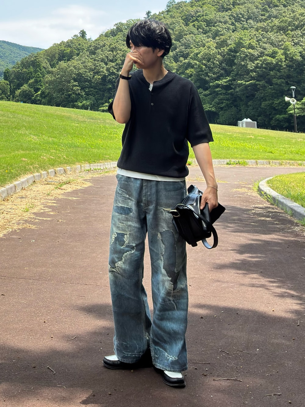 Trompe-l'oeil Distressed Denim Pants/トロンプルイユディストレスト