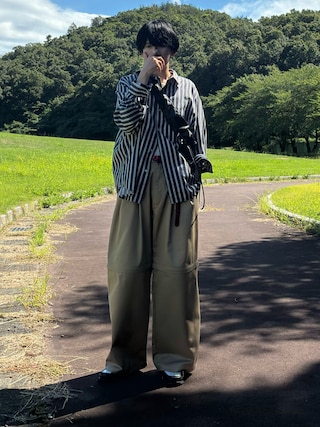 「SINSS(シンス)のSynthetic leather shoulder bag / シンセティックレザーショルダーバック(長さ調節可能)(ショルダーバッグ)」を使った、mor…さん(メンズ・168cm)の夏コーディネート