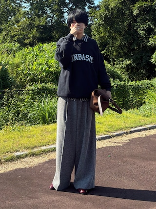 「WYM LIDNM(ウィム バイ リドム)のFAUX SUEDE SHOULDER BAG(ショルダーバッグ)」を使った、mor…さん(メンズ・168cm)の秋コーディネート