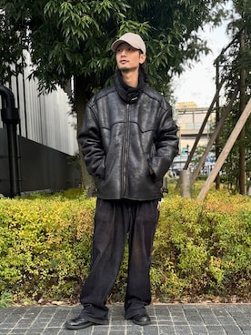 「アイテム（キャップ）」を使った、おたけさん（メンズ・180cm）の冬コーディネート