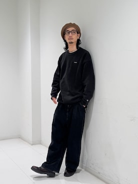「OVERRIDE（オーバーライド）のOVERRIDE  REP TAM BERET / オーバーライド（ハンチング/ベレー帽、ブラウン系）」を使った、おたけさん（メンズ・180cm）の春コーディネート