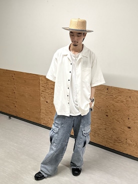 「OVERRIDE（オーバーライド）のアイテム」を使った、おたけさん（メンズ・180cm）の夏コーディネート
