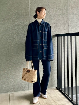 「春服デビュー宣言」｜「アイテム（デニムジャケット）」を使った、𝚔𝚘𝚌𝚘𝚊さん（レディース・160cm）の春コーディネート