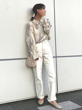 「マーブルシャツ」｜𝚔𝚘𝚌𝚘𝚊さん（レディース・160cm）の秋コーディネート