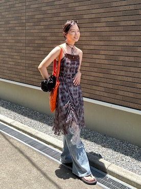 「tiptop（ティップトップ）のレースダメージデニムパンツ（デニムパンツ）」を使った、𝚔𝚘𝚌𝚘𝚊さん（レディース・160cm）の夏コーディネート