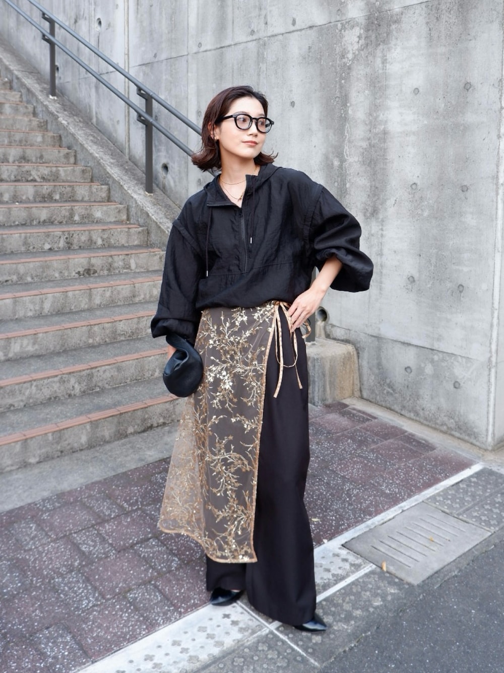 yae ゴールドフラワースパンコールラップスカート Flower spangle wrap skirt/フラワースパンコールラップスカート