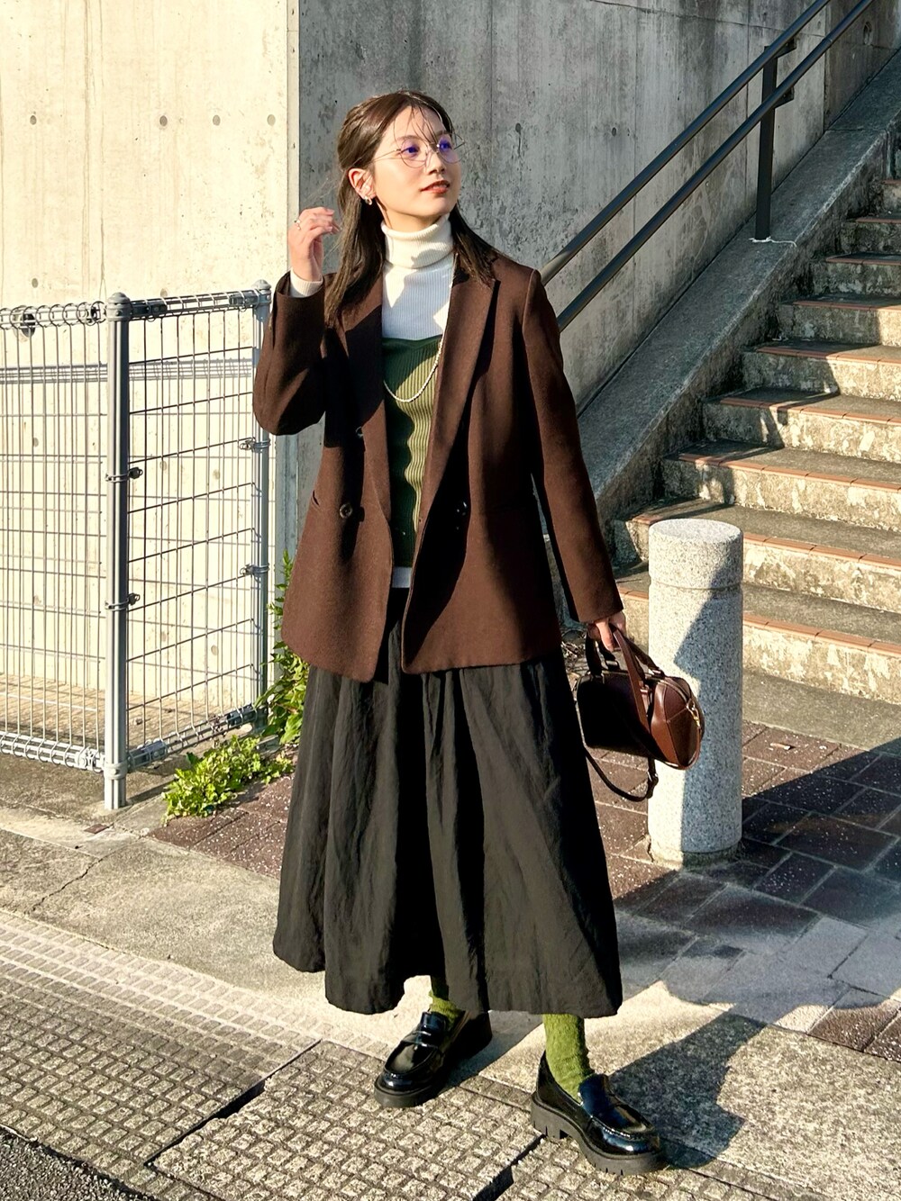 ウールライクダブルボタンジャケットを使った人気ファッション