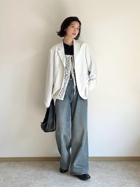 「tiptop（ティップトップ）のアイテム（デニムパンツ）」を使った、kocoaさん（レディース・160cm）の春コーディネート