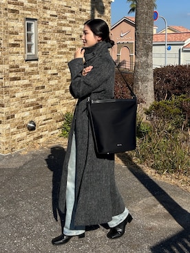 「アイテム（ステンカラーコート）」を使った、kocoaさん（レディース・160cm）の冬コーディネート