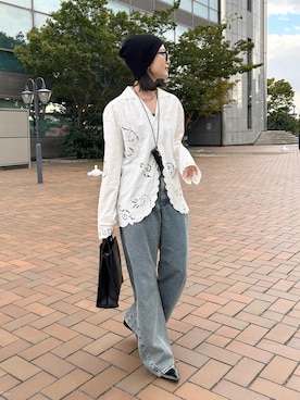 「アイテム（イヤリング）」を使った、kocoaさん（レディース・160cm）の秋コーディネート