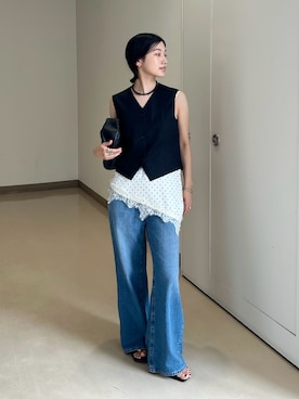 「アイテム（ベスト）」を使った、kocoaさん（レディース・160cm）の夏コーディネート