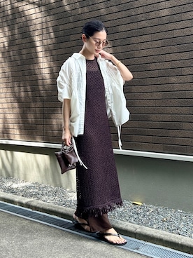 「CANAL JEAN（キャナルジーン）のEl mar　ヒールトングサンダル（サンダル、ブラック系）」を使った、kocoaさん（レディース・160cm）の夏コーディネート