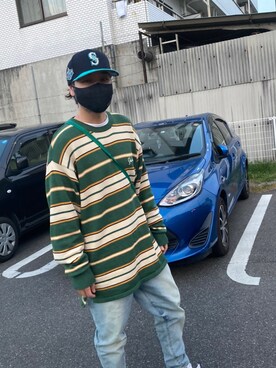 「SKOOKUM（スクーカム）のアイテム（トップス）」を使った、takassyさん（メンズ・170cm）の春コーディネート