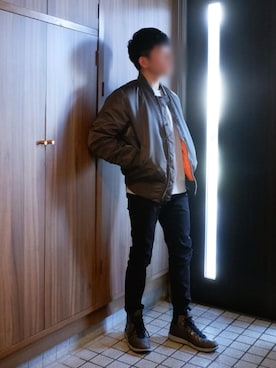 「alpha」｜「アイテム（ジャケット/アウター）」を使った、くろまめさん（メンズ・167cm）の冬コーディネート