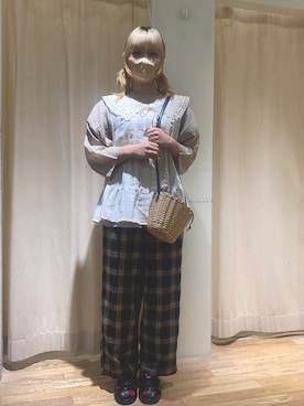 「アイテム（付け襟）」を使った、ホさん（レディース・156cm）の春コーディネート