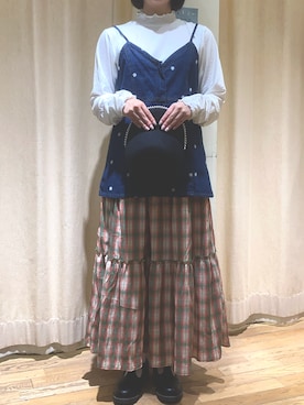 「ティアードスカート」｜「アイテム（その他シューズ）」を使った、ホさん（レディース・156cm）の春コーディネート