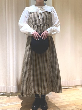 「キャミワンピ」｜「アイテム（ハンチング/ベレー帽）」を使った、ホさん（レディース・156cm）の春コーディネート