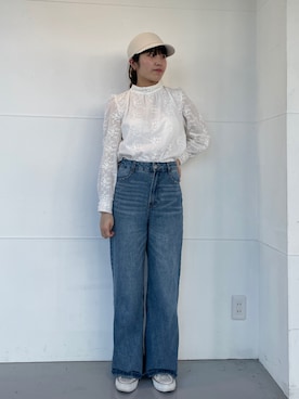 「アイテム（キャップ、ホワイト系）」を使った、Marshaさん（レディース・156cm）の春コーディネート