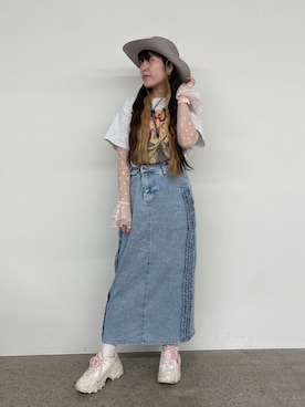 「WC（ダブル シー）のアイテム（スカート）」を使った、Marshaさん（レディース・156cm）の春コーディネート