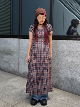 「アイテム（ニットキャップ/ビーニー）」を使った、Marshaさん（レディース・156cm）の夏コーディネート