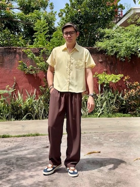 「COLE HAAN（コールハーン）のアイテム」を使った、Martin Bravoさん（メンズ・175cm）の夏コーディネート