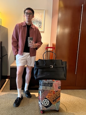 「UNIQLO（ユニクロ）のアイテム（ジャケット/アウター、レッド系）」を使った、Martin Bravoさん（メンズ・175cm）の夏コーディネート