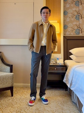 「H&M（エイチ・アンド・エム）のアイテム（ジャケット/アウター）」を使った、Martin Bravoさん（メンズ・175cm）の春コーディネート