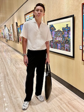 「ZARA（ザラ）のアイテム（スリッポン）」を使った、Martin Bravoさん（メンズ・175cm）の夏コーディネート
