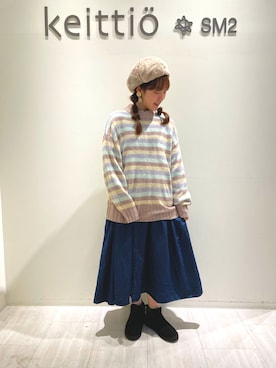 「サマンサモスモス」｜「アイテム（シャツワンピース）」を使った、かこさん（レディース・157cm）の冬コーディネート