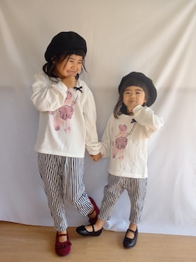 「apres les cours（アプレレクール）のアイテム（バレエシューズ）」を使った、eratantanmenさん（キッズ・120cm）の秋コーディネート