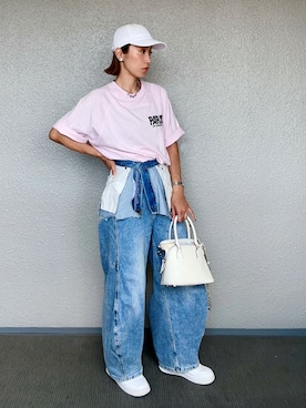 「newhattan（ニューハッタン）のアイテム（キャップ）」を使った、まーさんさん（レディース・162cm）の秋コーディネート