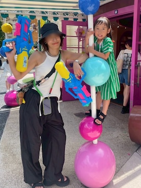「アイテム（タンクトップ）」を使った、まーさんさん（レディース・162cm）の夏コーディネート