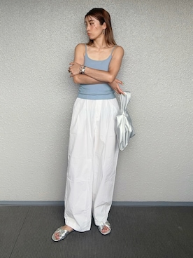 「シルバーサンダル」｜まーさんさん（レディース・162cm）の夏コーディネート