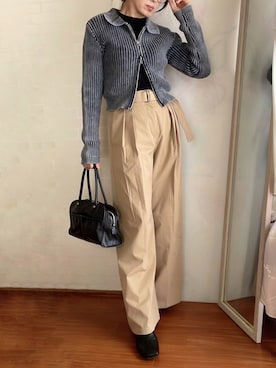「アイテム（チーク）」を使った、aさん（レディース・158cm）の秋コーディネート